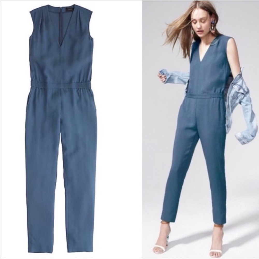 J. Crew Blue V-Neck Jumpsuit Size 4